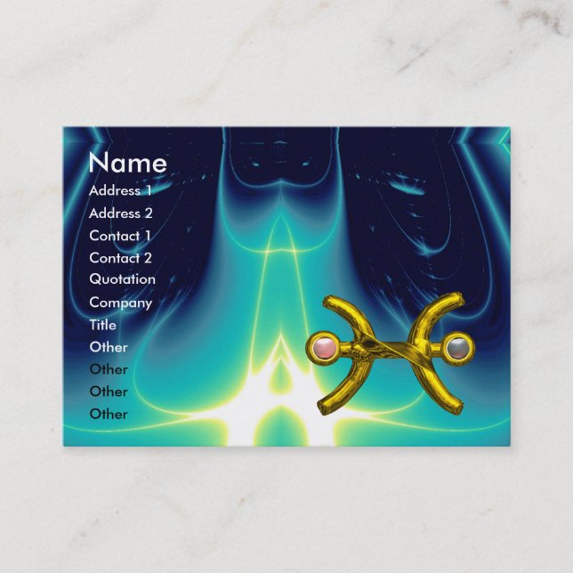 PISCES,pärlbländande, ljusblåturkvas rosa Visitkort (Framsida)