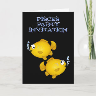 Pisces-partsinbjudningskort för fisk från grattis inbjudan