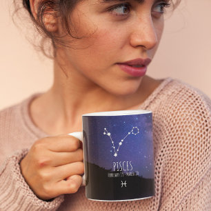 Pisces Personlig Zodiac Constellation Kaffemugg