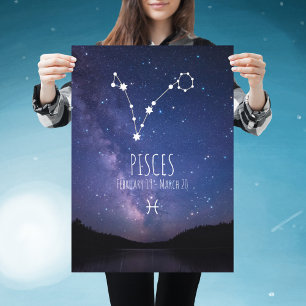 Pisces Poster av zodiakkonstellation av Personli