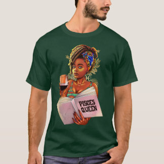Pisces Queen Afro Locs Girl Zodiac Signs Birthday  T Shirt