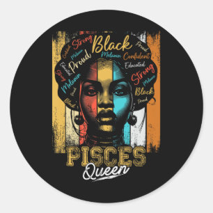 Pisces Queen Born Nov Dec Zodiac Black History Mon Runt Klistermärke