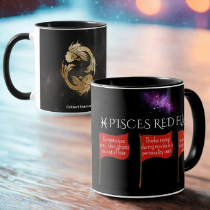 Pisces Red Flaggor Astrology Mugg Funny Zodiac G