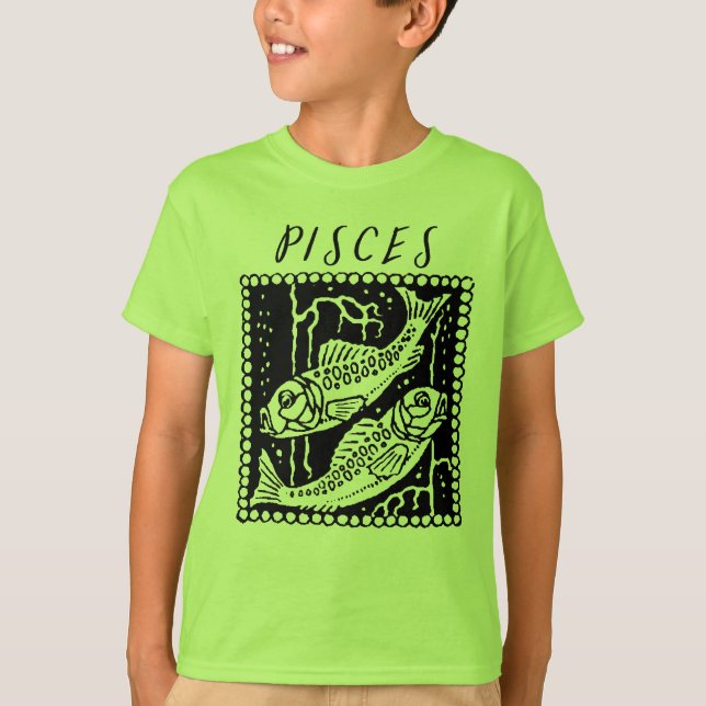 Pisces Season Zodiac Sign Horoscope Logotyp T Shirt (Framsida)