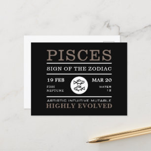 Pisces Sign of the Zodiac, Astrological Vykort