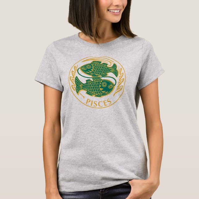 Pisces Sign of the Zodiac T Shirt (Framsida)