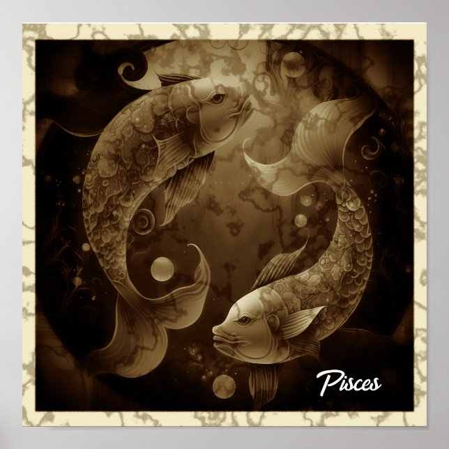 Pisces Sign Wall Art Poster (Framsidan)