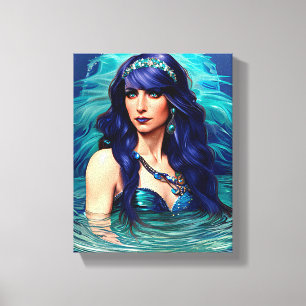 Pisces Sjöjungfru Queen Original Fantasy art Canvastryck