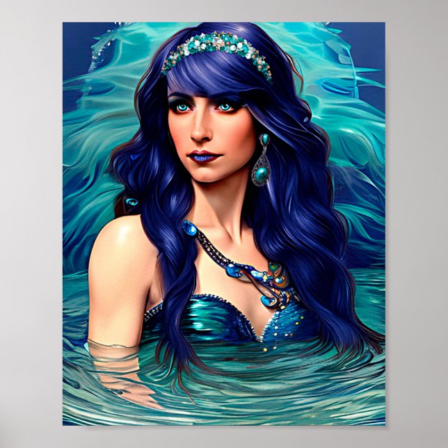 Pisces Sjöjungfru Queen Original Fantasy art Poster (Framsidan)