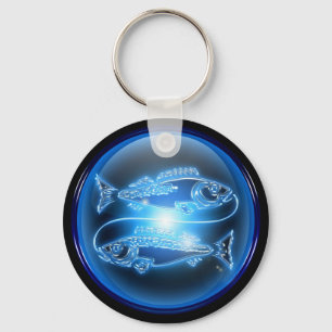 Pisces slösar glansiga Keychain Nyckelring