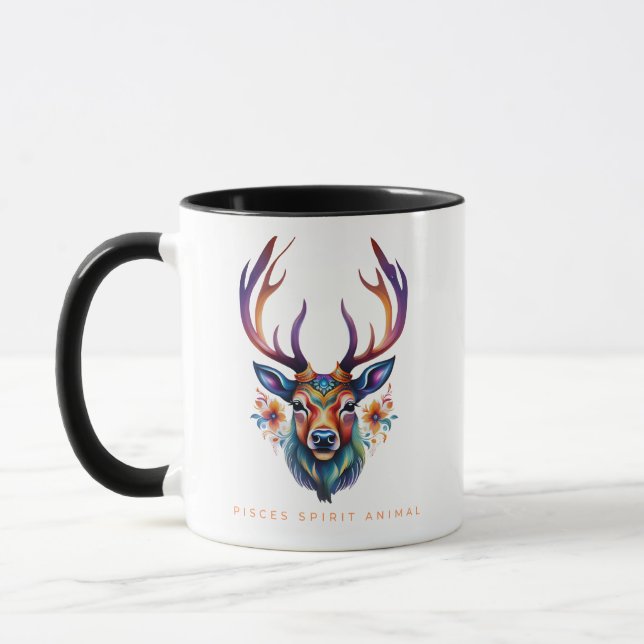 Pisces Spirit Animal Hjort Ansikte Alebrije Mugg (Vänster)