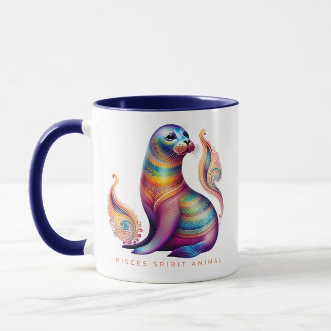 Pisces Spirit Animal Seal Alebrije Female Mugg (Vänster)
