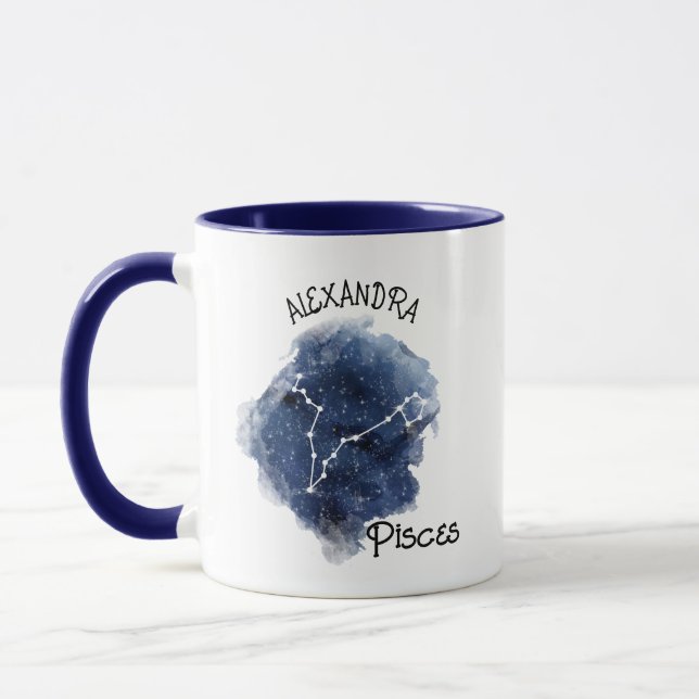 Pisces Starry Night Constellation Custom Name Mugg (Vänster)