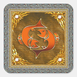 Pisces Sticker Fyrkantigt Klistermärke