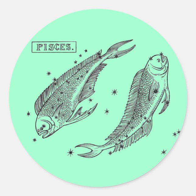 Pisces Sticker Runt Klistermärke (Framsida)