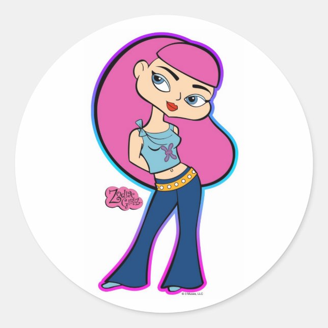 Pisces Stickers Runt Klistermärke (Framsida)
