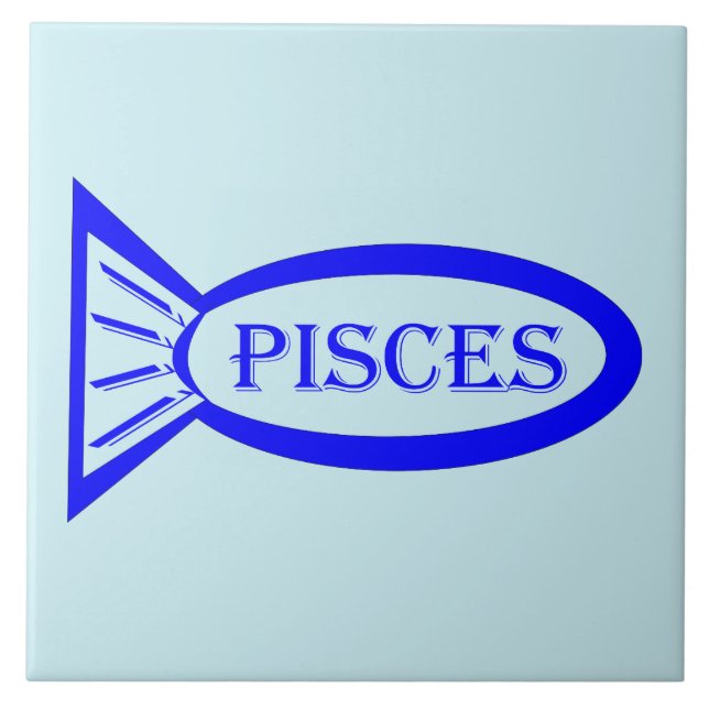 Pisces Stjärntecken Fish Bear Tile Kakelplatta (Framsidan)