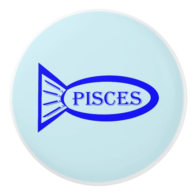 Pisces Stjärntecken Fish Ceramic Knob Knopp (Framsidan)