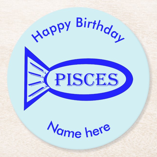 Pisces Stjärntecken Fish Papper Underlägg Rund (Framsidan)