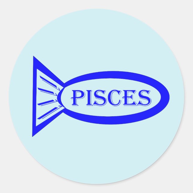 Pisces Stjärntecken Fish Stickers Runt Klistermärke (Framsida)
