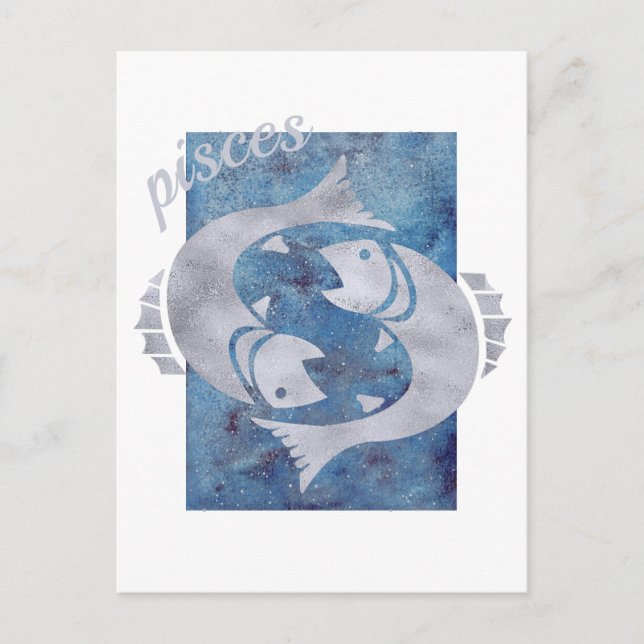 Pisces Stjärntecken Postkort Vykort (Framsida)