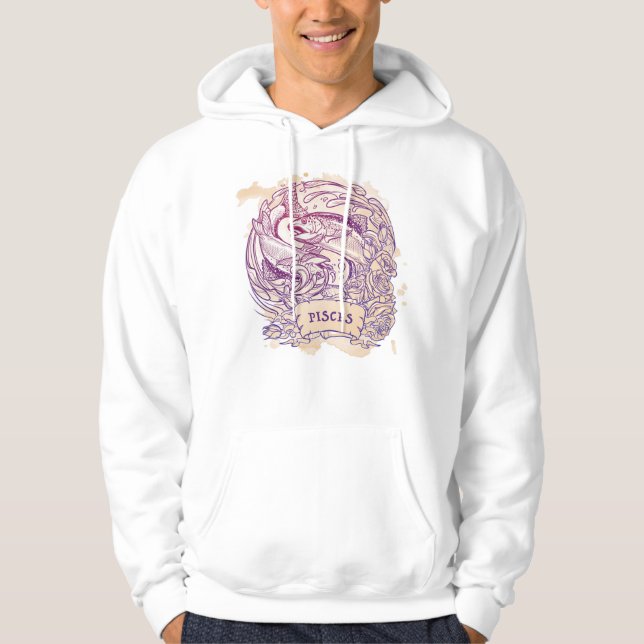 Pisces Stjärntecken Sweatshrit Hoodie (Framsida)