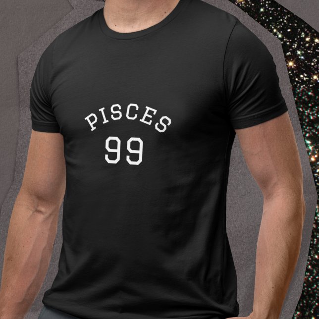 Pisces | Svart födelsedag T Shirt (Skapare uppladdad)