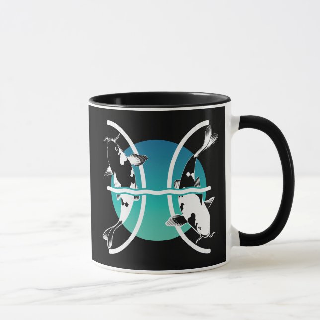Pisces-symbol - Astrological Zodiac-tecken Mugg (Höger)