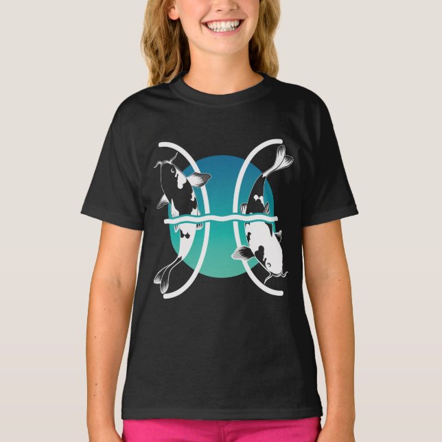 Pisces-symbol - Astrological Zodiac-tecken T Shirt (Framsida)