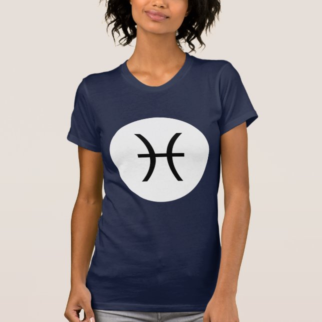 Pisces-symbol - Mörk Tee - anpassad (Framsida)