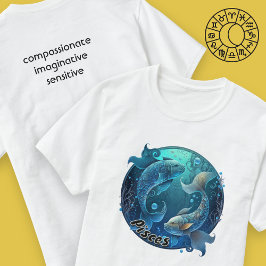 Pisces Teal and Black Watercolor Zodiac Manar Tee