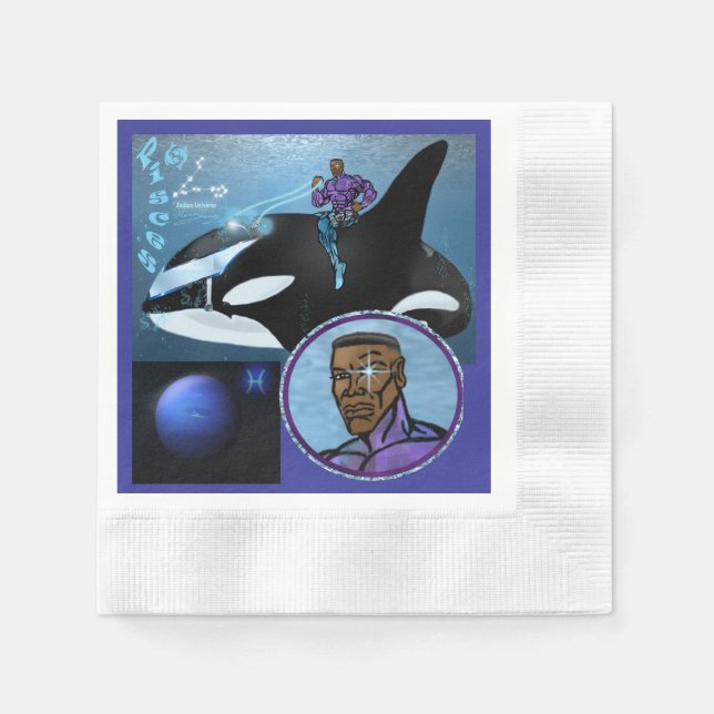 Pisces Theme födelsedagsfest gynnar Bord Napkins. Pappersservett (Framsidan)