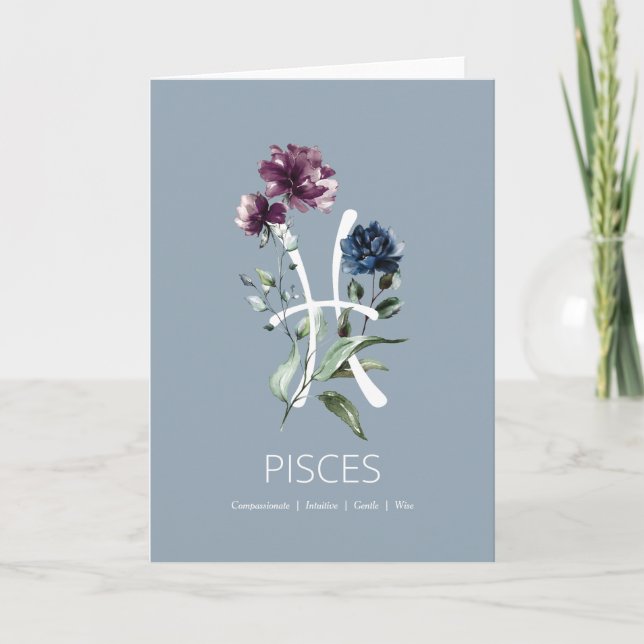 Pisces Traits Birthday Card Kort (Framsida)
