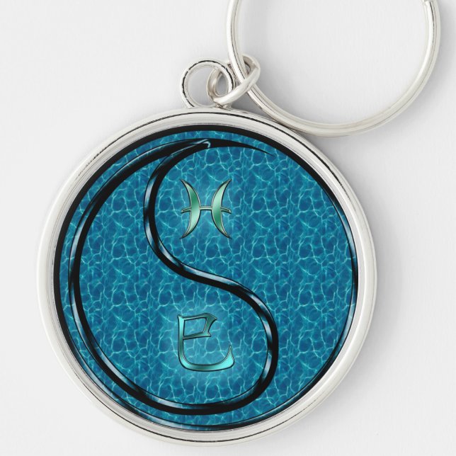Pisces & Vatten Snake Rund Silverfärgad Nyckelring (Framsidan)