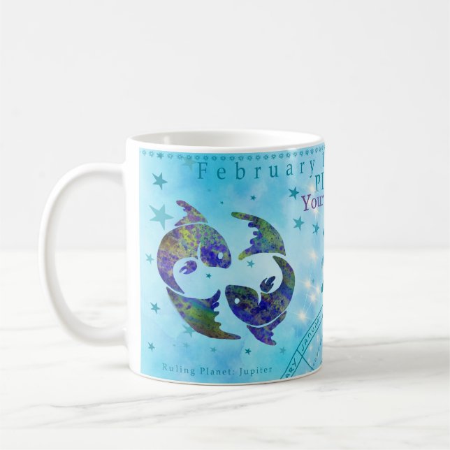 Pisces Vintage Zodiac Astrology Anpassningsbar Kaffemugg (Vänster)