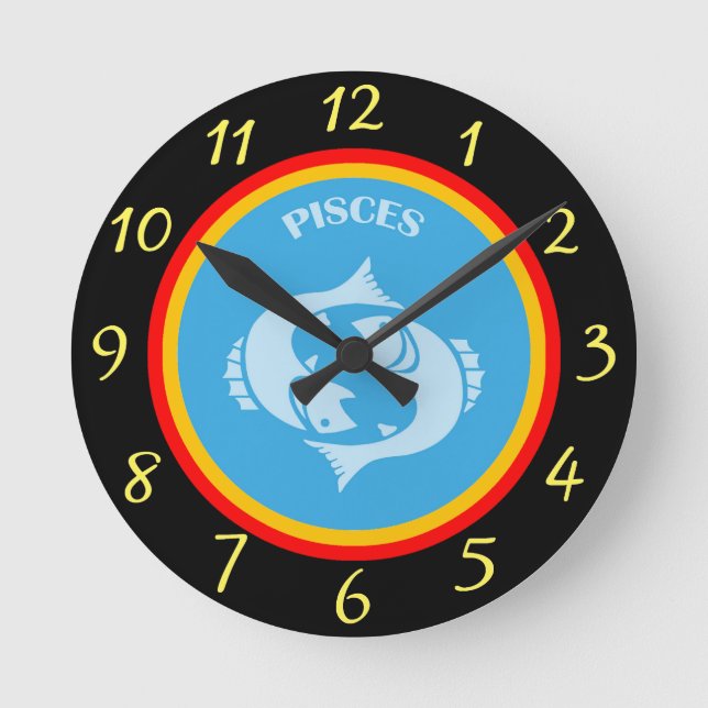 Pisces Wall Clock Rund Klocka (Framsida)