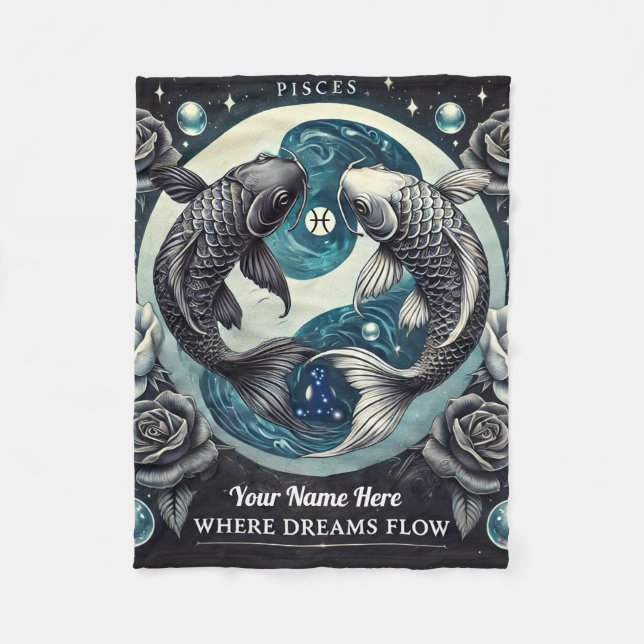 Pisces "where Dreams Flow" Fleece Blanket (Framsidan)