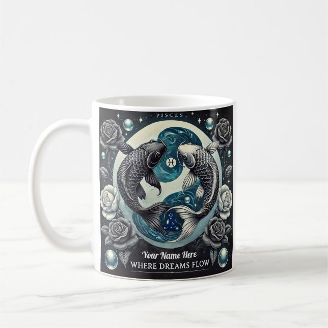 Pisces "where Dreams Flow" Zodiac Mugg (Vänster)