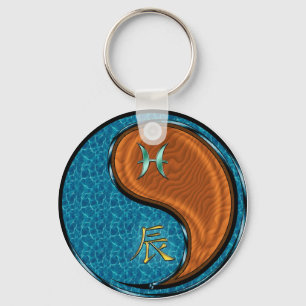 Pisces & Wood Dragon Nyckelring