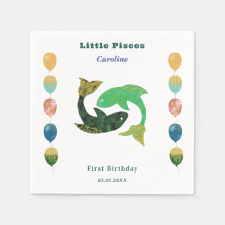 Pisces Zodiac 1st Birthday Balloons & Artistic Pappersservett