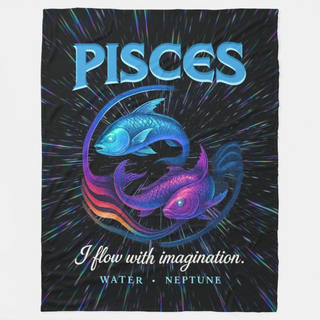 Pisces Zodiac 80's Sten Band Inspired Astrology Fleecefilt (Framsidan)