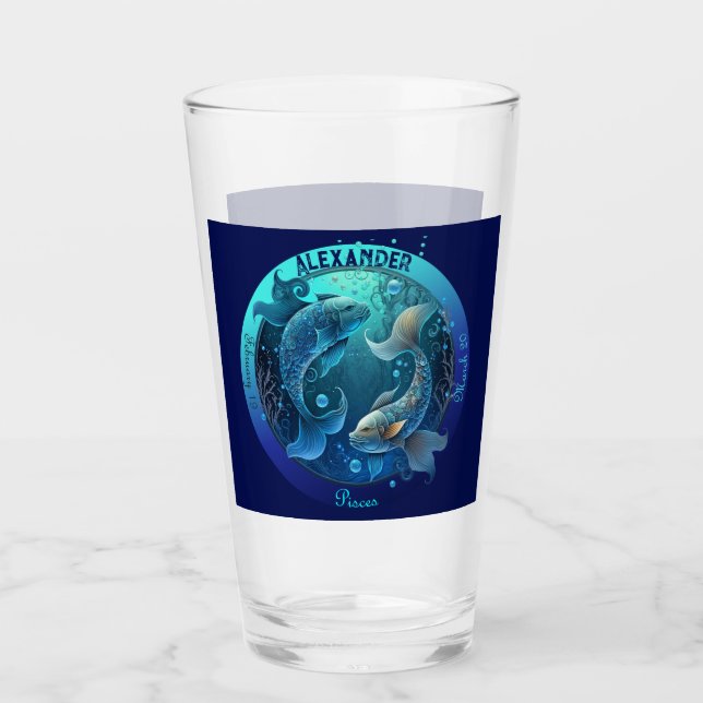 Pisces Zodiac Anpassade Beer Glaskopp (Framsida)