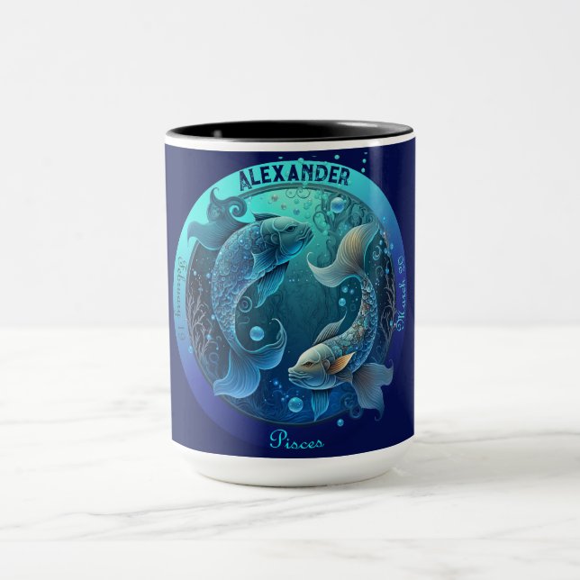 Pisces Zodiac Anpassade Coffee Mugg (Center)