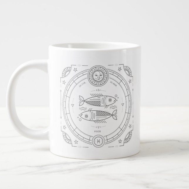 Pisces Zodiac Anpassningsbar BirthdayMug Jumbo Mugg (Vänster)