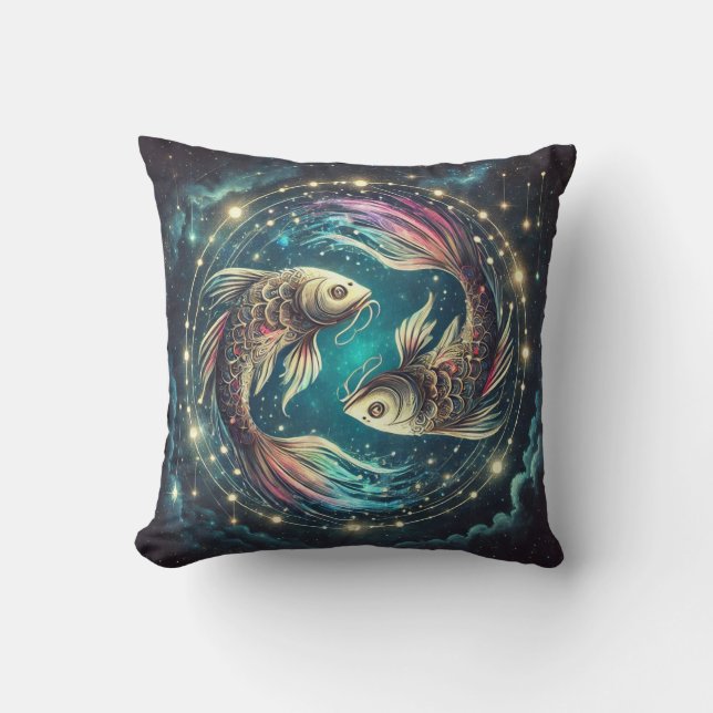 Pisces Zodiac Art Kudde (Framsida)