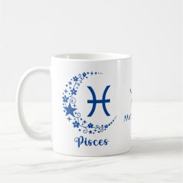 Pisces Zodiac Astrology Birthday Gift Blue White Kaffemugg