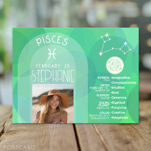 Pisces Zodiac Astrology Photo Anpassningsbar Birth Vykort