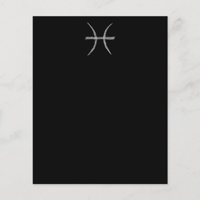 Pisces. Zodiac Astrology-tecken. Svart. (Framsida)