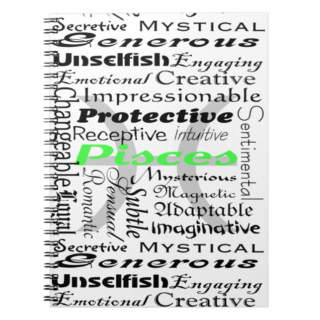 Pisces Zodiac Astrology Traits Collage Anteckningsbok (Framsidan)