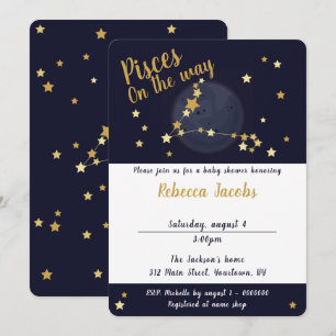 Pisces zodiac Baby Shower-inbjudan Inbjudningar